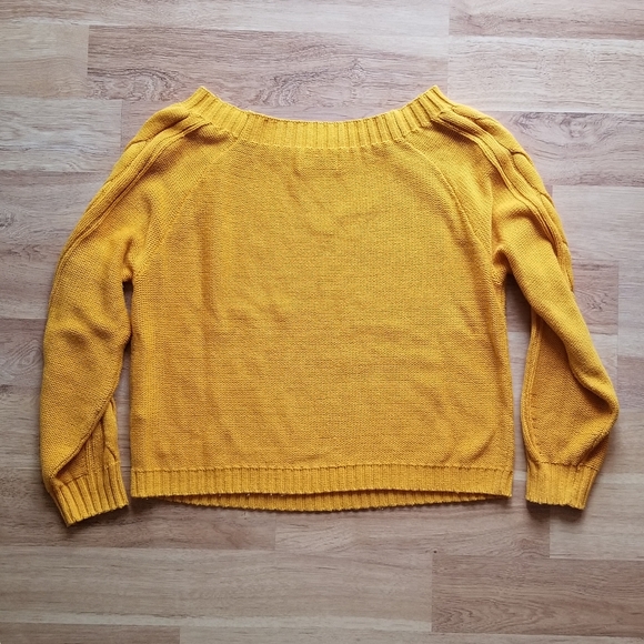 Mustard Off-the-Shoulder Sweater - Picture 2 of 6